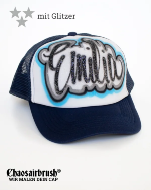 Coole Cap Blau mit Glitzer und Namen